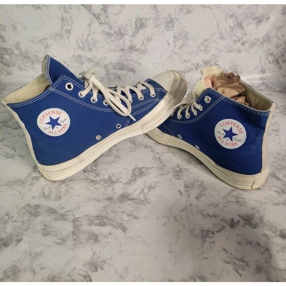 Comme Des Garcons Play X Chuck Taylor All Star Royal Blue Shoes Men's Size 10 - Picture 5 of 7